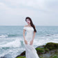 Solana Maxi Mesh Dress In White