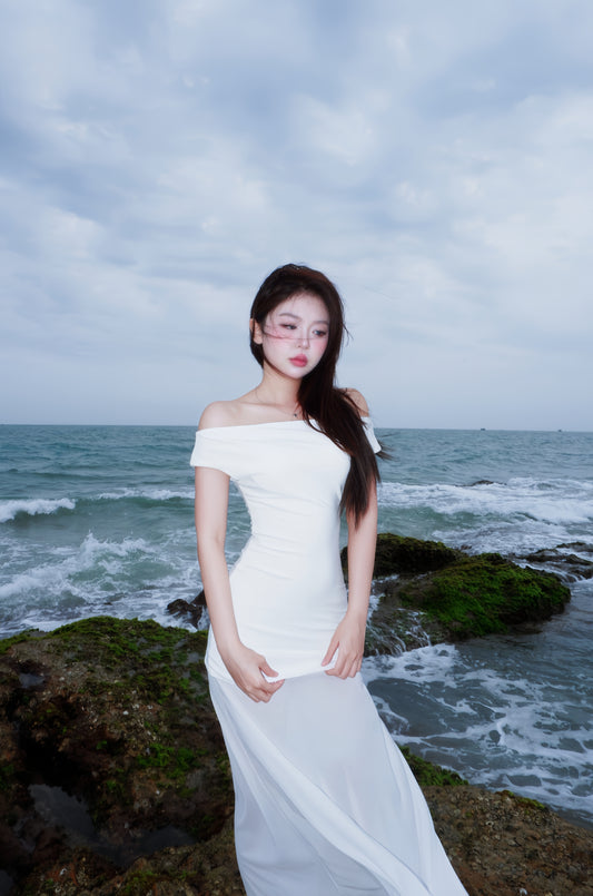Solana Maxi Mesh Dress In White