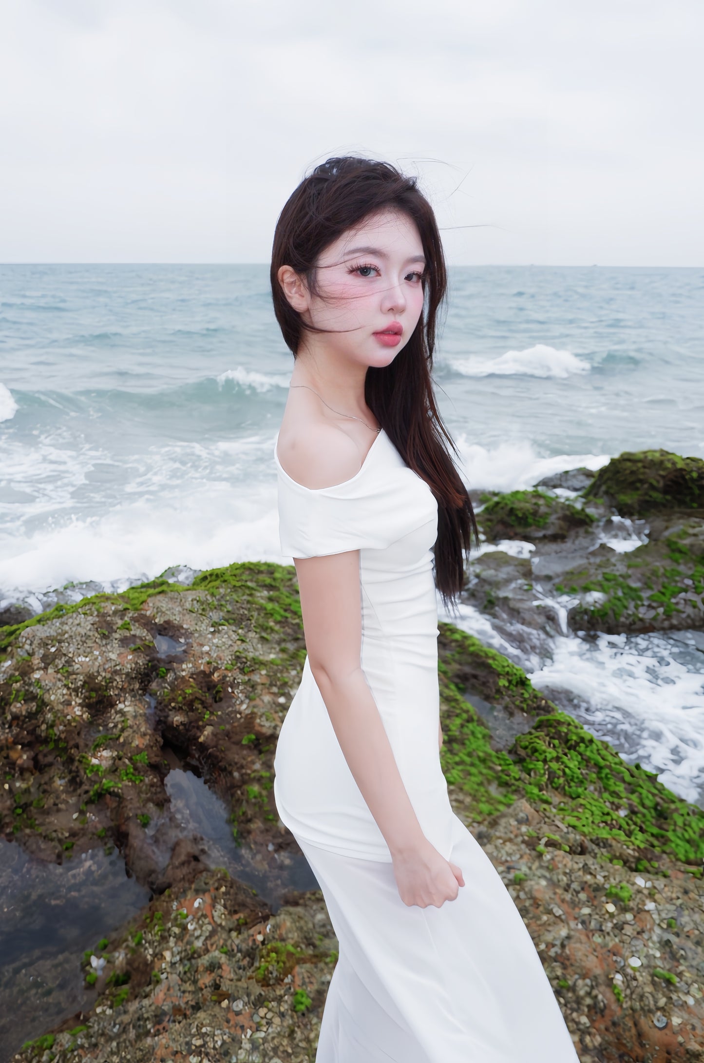 Solana Maxi Mesh Dress In White